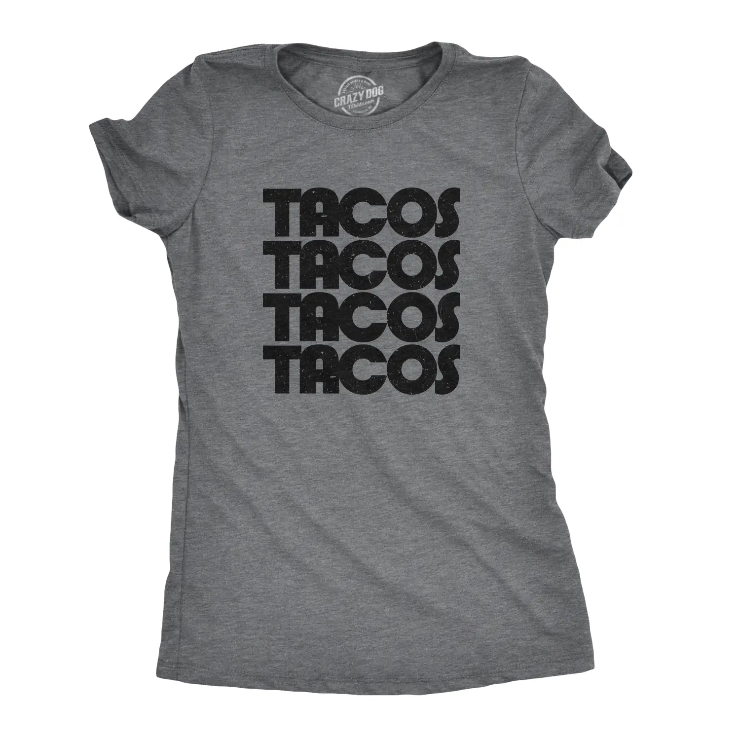 Womens Tacos Tacos Tacos T Shirt Funny Retro Tee for Ladies Funny Womens T Shirts Cute Vintage Fashion Casual Ladies T-Shirt Gift Cinco De Mayo Tops for Women Funny Food Top Women's Novelty Tees Dark Grey