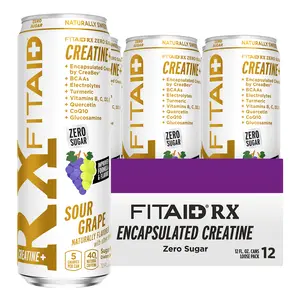 FITAID RX Zero Sugar CREATINE Clean Workout Recovery Drink, Sour Grape, BCAAs, Glucosamine, Turmeric, Electrolytes, No Sucralose