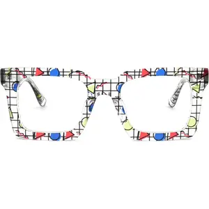 Sqaure Glasses Frame for Men Women, Acetate Eyeglasses Frame with Non-prescription Clear Lenses ZJGA236887