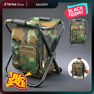 Portable Camping Chair Backpack, Foldable Backpack Chair,Detachable Storage Pockets, Lightweight Heavy-Duty Backpack Stool for  Fishing, Camping and Outdoor Activities