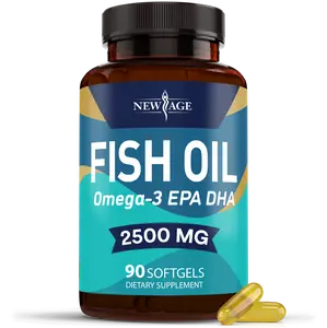 NEW AGE Omega 3 Fish Oil 2500mg Supplement Non GMO - EPA, DHA Fatty Acids - Gluten Free - Softgel Healthcare Vitamin Dietary Fitness