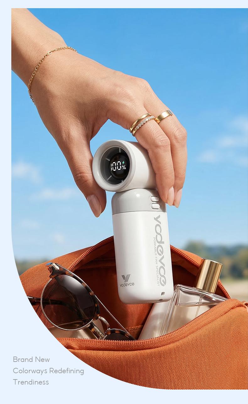 Yodevoe Mini multi-functional handheld fan, powerful turbine portable fan, wind speed 1-100, 20,000 RPM high-speed motor, maximum cooling time 3-13 hours, 3000mAh rechargeable battery, pocket-sized personal travel gadget suitable for both men and women.