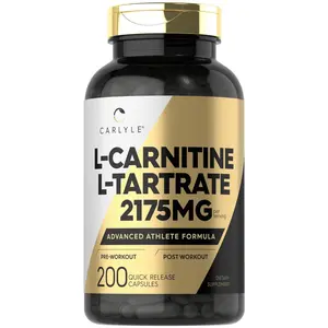 Carlyle L Carnitine Tartrate 2175mg | 200 Capsules | Advanced Athlete Formula | Workout Supplement | As L-Carnitine L-Tartrate | Non-GMO, Gluten Free