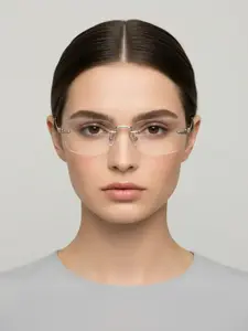 Photochromic Anti Radiation Frameless Glasses For Women Men Rimless Transition Rectangle Eyeglasses Photochromic Lens