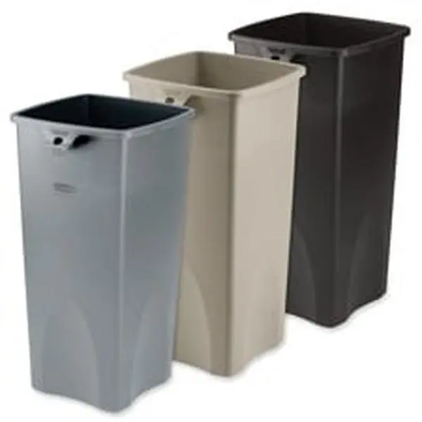 Rubbermaid Commercial Heavy-Duty Plastic Square Space Saver Waste Container (RCP356988GY) - 23 Gal, 14.50in x14.50in x28in Gray High Capacity Large Container for Bathroom, Lobbies, Optional Self-Closing Lid Sold Separately, High Capacity Waste & Recycling