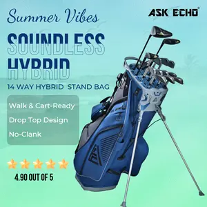 Ask Echo Golf Soundless Hybrid Stand Bag ST-LOCK Mecha 14 Way Dividers Quiet Bag / NavyGrey