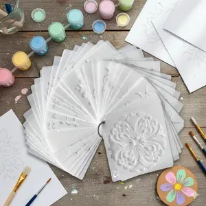 Laser Cut Mandala Stencil Kit: Reusable DIY Painting Templates for Walls, Wood, Tile & Fabric. High-Precision Stress Relief Art Tools, Waterproof Rust-Proof Design, Multi-Scene Journal Decoration Stencils.