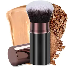 Retractable Kabuki Makeup Brush Travel Powder Foundation Professional Airbrush for Blending Liquid Blush Bronzer Cream Sunscreen Flawless Cosmetics