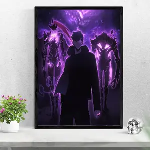 Jinwoo Sung Solo Leveling Anime Poster Surrounded by Darkness Empowered Hero, Home Decor, Wall Art
