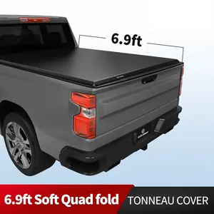 MOSTPLUS 6.5FT 4-Fold Soft Tonneau Cover for 2017-2025 Ford F-250 Trucks with LED Lights & Marine-Grade Vinyl Clamps for Secure Fit