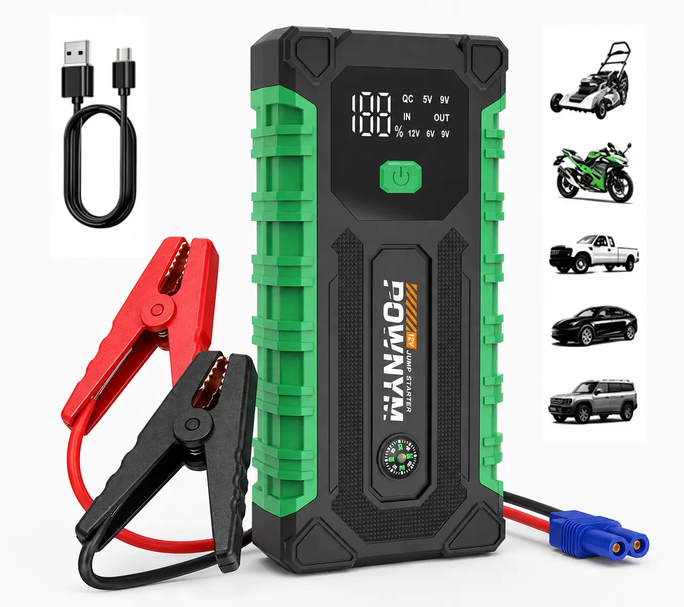 POWNYM Car Jump Starter, Jump Starter Pack for All Gas and 6.5L Diesel, Portable Jump Box with LED Light, Automotive, Car Accessories