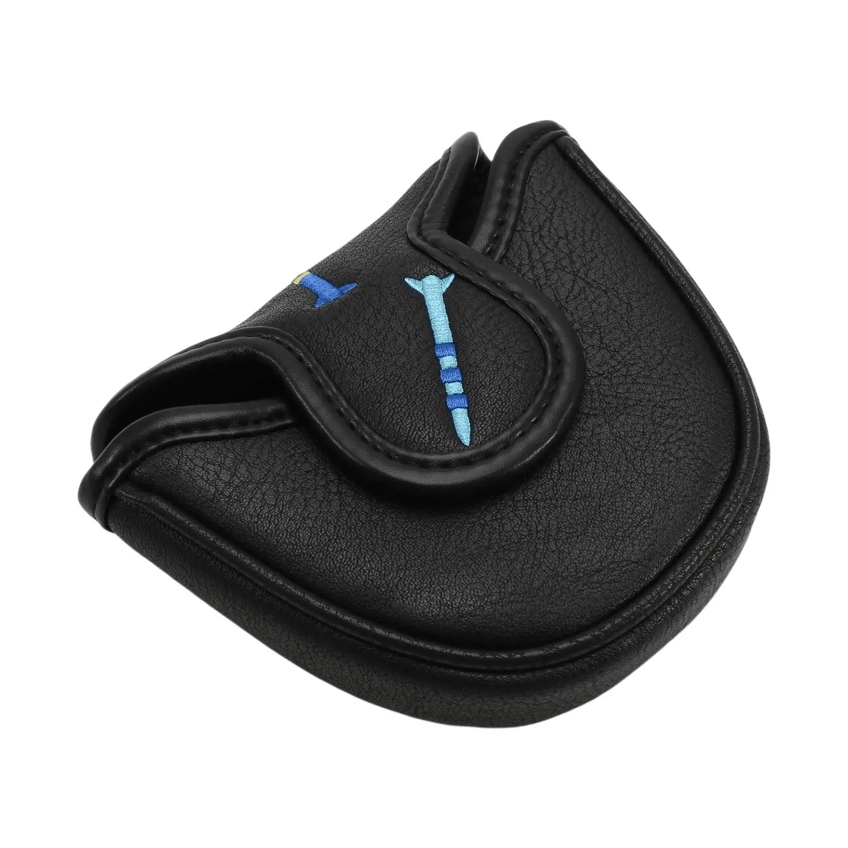Magnetic Golf Putter Cover PU Mallet Putter Cover Magnetic Closure Golf Head Cover Portable Golf Putter Cover Black