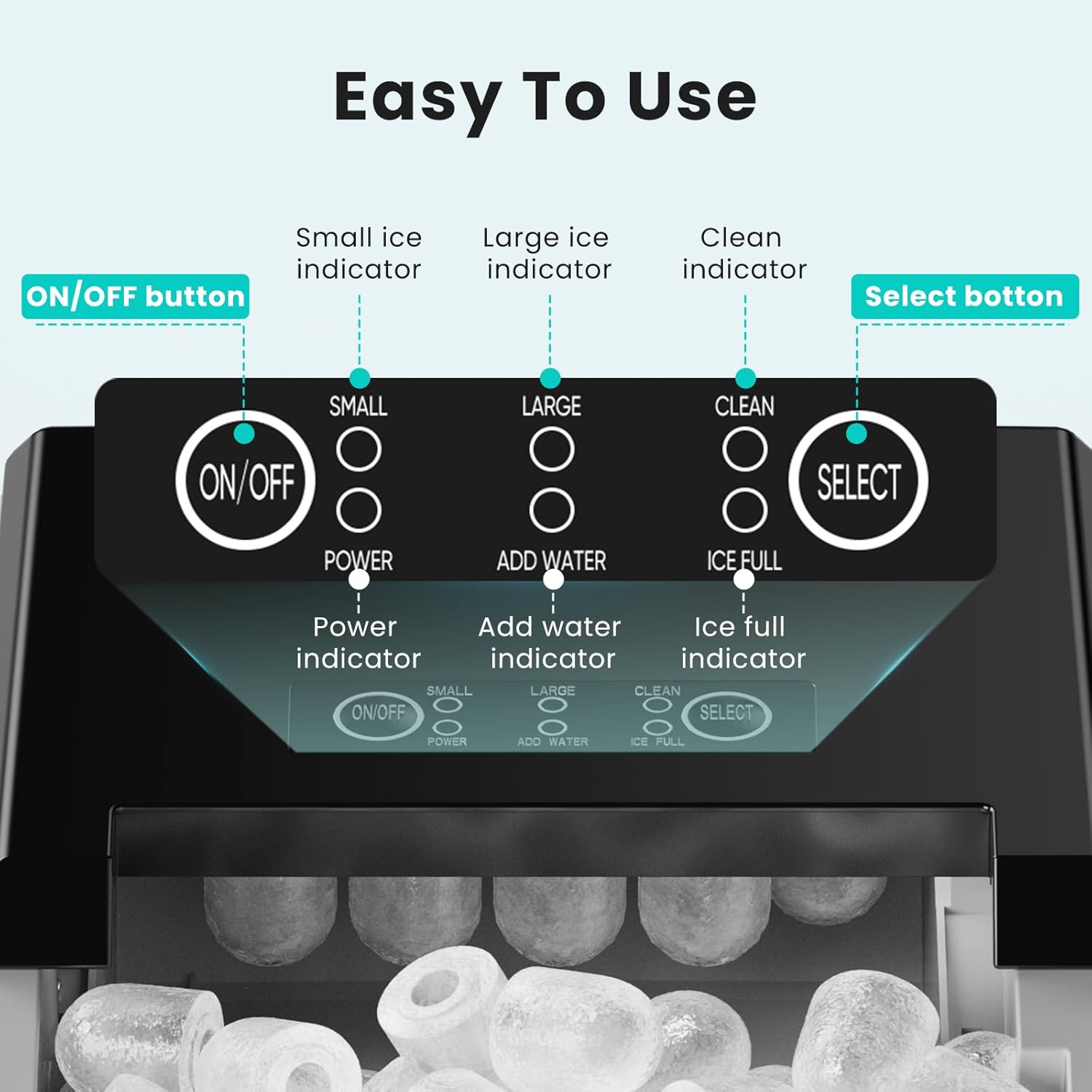 Countertop Ice Maker Portable Ice Machine with Self-Cleaning, 9 Cubes in 6 Mins, 26.5lbs/24Hrs, 2 Sizes of Bullet Ice for Home, Kitchen, or Parties Countertop Ice Maker Portable Ice Machine with Self-Cleaning, 9 Cubes in 6 Mins, 26.5lbs/24Hrs, 2 Sizes of Bullet Ice for Home, Kitchen, or Parties