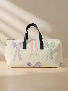 Bow Pattern Duffle Bag, Large Capacity Travel Duffle Bag, Portable Overnight Bag, Fashionable Travel Bag for Women & Girls, Traveling Bag, Hand Luggage Bag, Travel Duffel Bag
