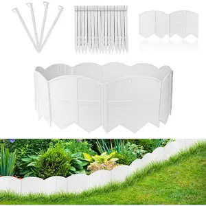 20Pcs 20Ft Garden Edging Border with 20 Stakes Decorative Landscape Lawn Fence for Lawn Flower Bed Yard White