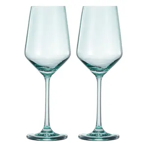 Khen Colored Crystal Wine Glass | Set of 2 | Large Stemmed 12 oz Glasses, Great for all Occasions & Special Celebrations Italian Style Tall Drinkware for Red & White, Dinner Glassware (Forest green)