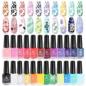 Biutee Nail Stamping Polish 24 Colors 8ML Stamping Gel Polish for Stamping Plate Nail Stamp Polish Air Dry Gel Stamping Polish Solid Color Manicure Print Nail Polish with Gift Box Nail Art Nail Care Clear Smooth Cutics Cosmetic
