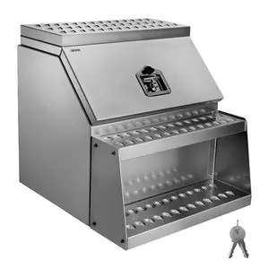 VEVOR Semi - Truck Step Tool Box, 31x 30x 19 Heavy Duty Aluminum Diamond Plate Toolbox, Waterproof Cab Entry Step Storage Box with Shock - Absorbing Latch for Flatbed, Crane, and Semi TrucksVEVOR Super Brand Day