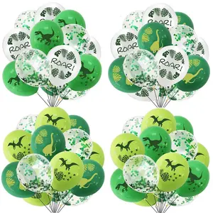 12inch Dinosaur Colorful Printed Latex Balloon Green White  Latex Balloons Dinosaur Theme Birthday Party Baby Shower Supplies