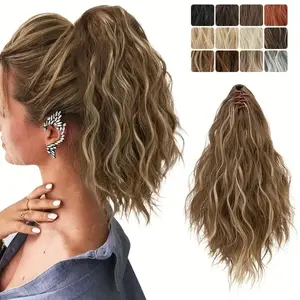 14inchSyntheticLongWavyFluffyPonytailHairpiecesClawClipInPonytailExtensionsForWomenAddVolumeAndStyleToYourHair