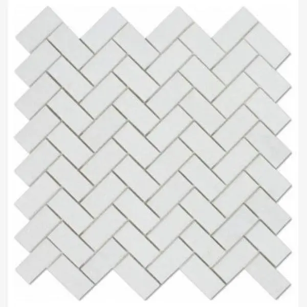 Thassos White Herringbone 1X3 Polished/Honed Marble Mosaic Tile Sample