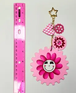 Handpainted Pink GEAR Girls Backpack Charm Set - SALE!