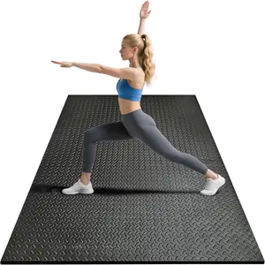4x6ft Gym Floor Mat 10mm Thick - Large TPE/NPE  Workout Mat for  Gym, Garage Floor, Yoga & Exercise - Non-Slip  Fitness Mat (Black)