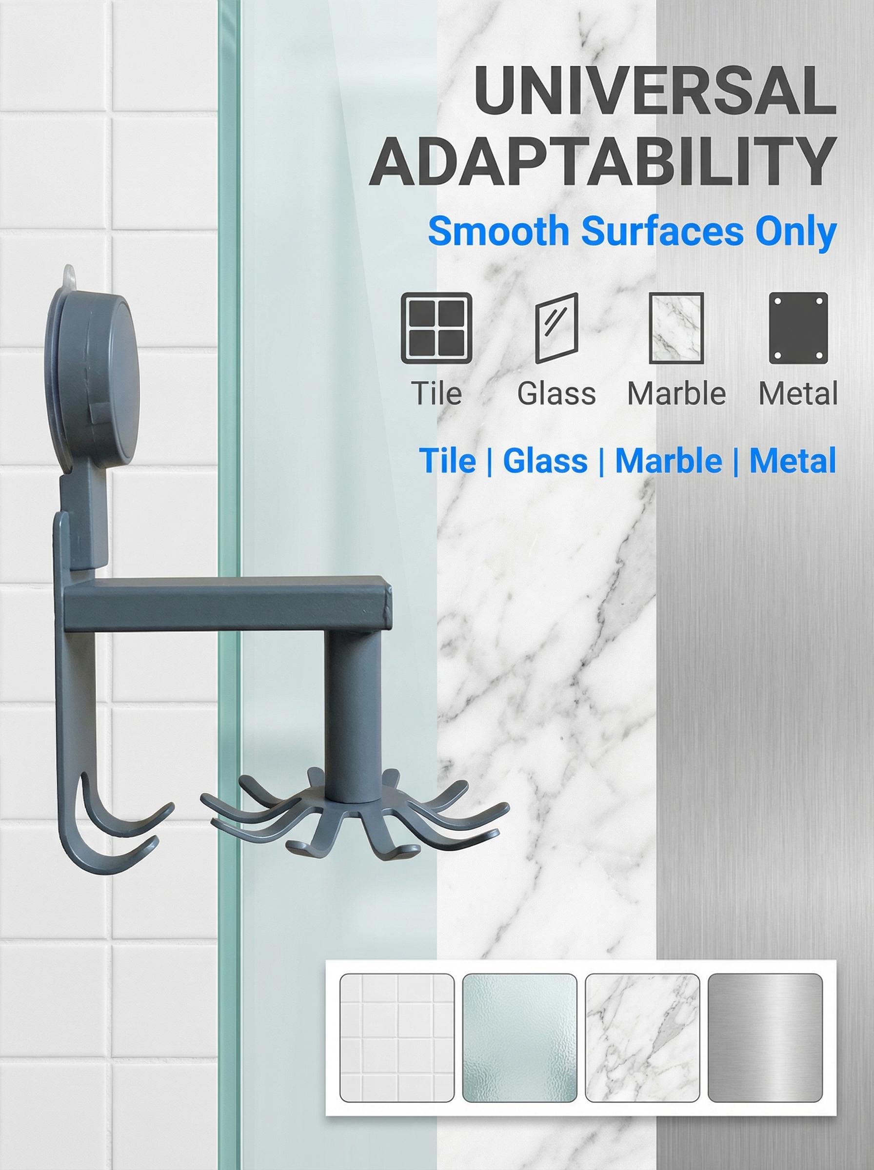 Grade Suction Utility Rack No-Drill Space Aluminum Hook for Bathroom & Kitchen Drill-Free Rotating Storage Hook Rustproof Organizer for Walls Heavy-Duty Suction Power Matte Gray Finish