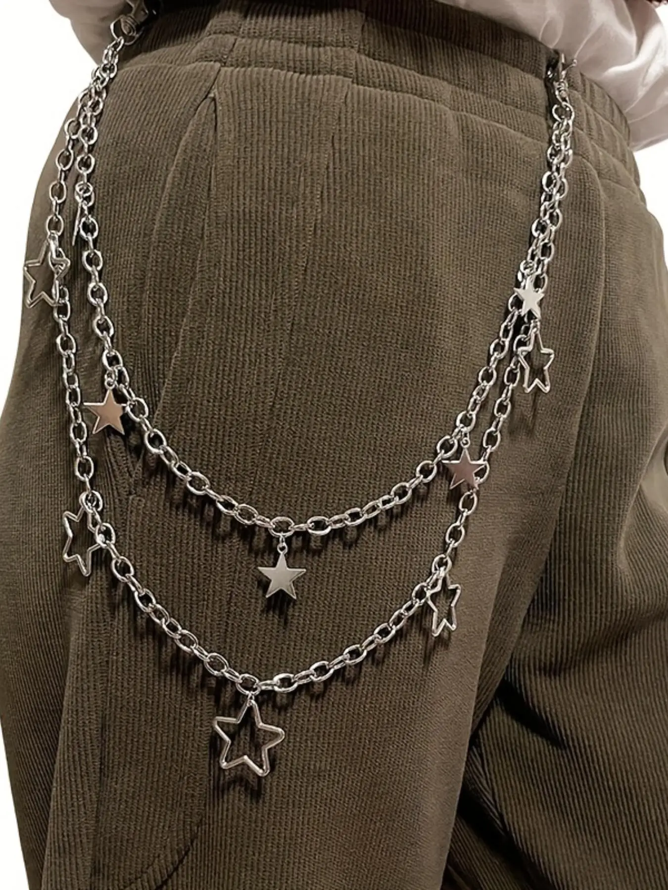 Elegant Star Detail Double Layered Chain Belt, Punk Retro Alloy Waist Chain, Hip-hop Rock Waist Chain, Fashion All-match Clothes Accessories for Women