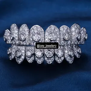 925 Sterling Silver bezel set Center Solitaire Custom Moissanite Perm Cut Grillz