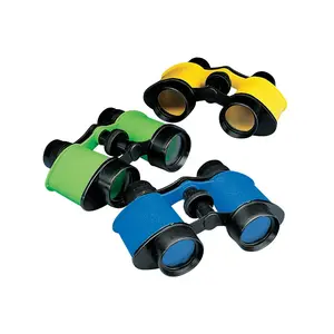 4 1/2" Bright Blue, Green & Yellow Plastic Toy Binoculars - 12 Pc.