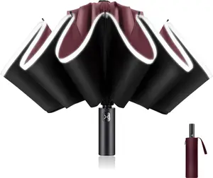 Umbrella Pro | UPF 50+ 99% UV Protection, Reflective Safety Strip, Sturdy Windproof, Travel Portable, Automatic | Reverse Folding Umbrella