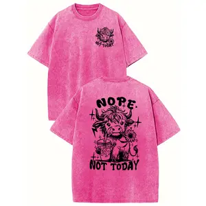 Digitex NOPE. Printed Cotton Acid Washed T-Shirts Oversized Half Short Sleeves Casual Loose Streetwear Top,Mens Retro Street T-Shirts,Loose Fit Tees Womens