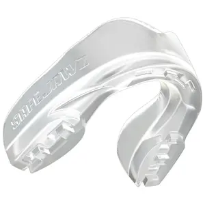 SafeJawz INTRO Slim Fit Sports Mouth Guard with Case for Football, Basketball, MMA, Hockey, Lacrosse, Wrestling - Adult 12+ Years - CLEAR