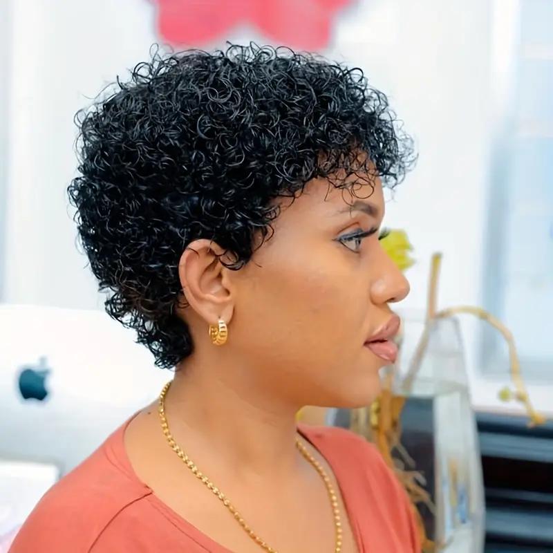 Glueless Kinky Curly Bob Wig for Women | Soft 4 Inch Short Jerry Curls with Machine-Made Cap, Comfortable Fit & Afrocentric Style