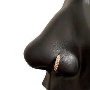 Statement Gold 5 Stone Diamond Nose Hoop