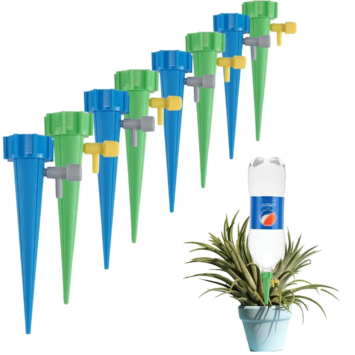 24 self-watering spikes for plants, outdoor automatic plant drinker, insert device with adjustable Vavle switch for indoor and outdoor garden water pl