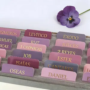 Vorscrin-Laminated Bible Tabs for Women and Men, Gold Foil Lettering Design, Reposition and Large Print Stickers, Bible Study Supplies, 90 Chapters Labels for Easy Navigation(Spanish Dusty Rose)