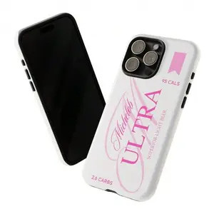 Tough Michelob ULTRA White-Pink iPhone 13 Cover, Protective Casing, Handheld Devices Accessory for Mobile Phones