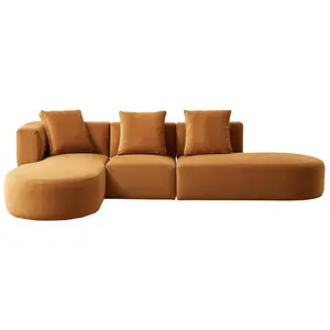 Ulsan Cognac Velvet Sectional Left Facing Chaise