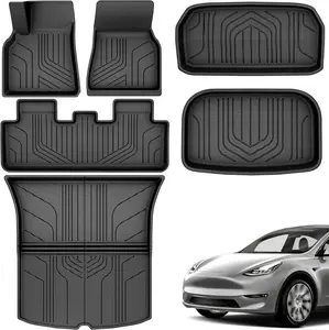 YINTATECH 3D Floor Mats + Cargo Liner All-Weather Well Liner for 2020-2024 Tesla Model Y