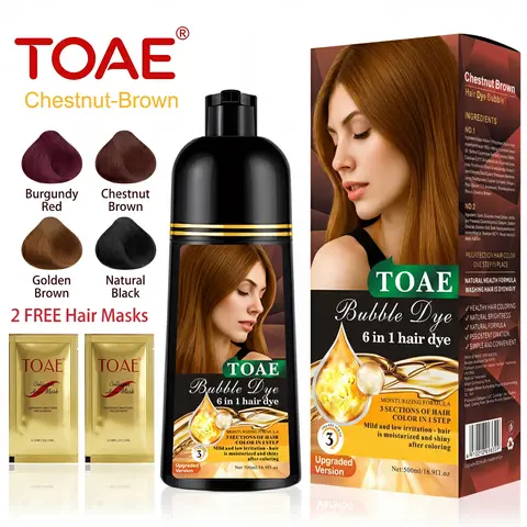 TOAE 2.0Upgraded 6-in-1 Damage-Free Gray Coverage Hair Dye Shampoo（17fl 0z） | 2026 Upgraded Natural Herbal Plant-Based Gray Hair Color | Instant Coverage, At-Home Salon Results, Deep Nourishment & Long Lasting