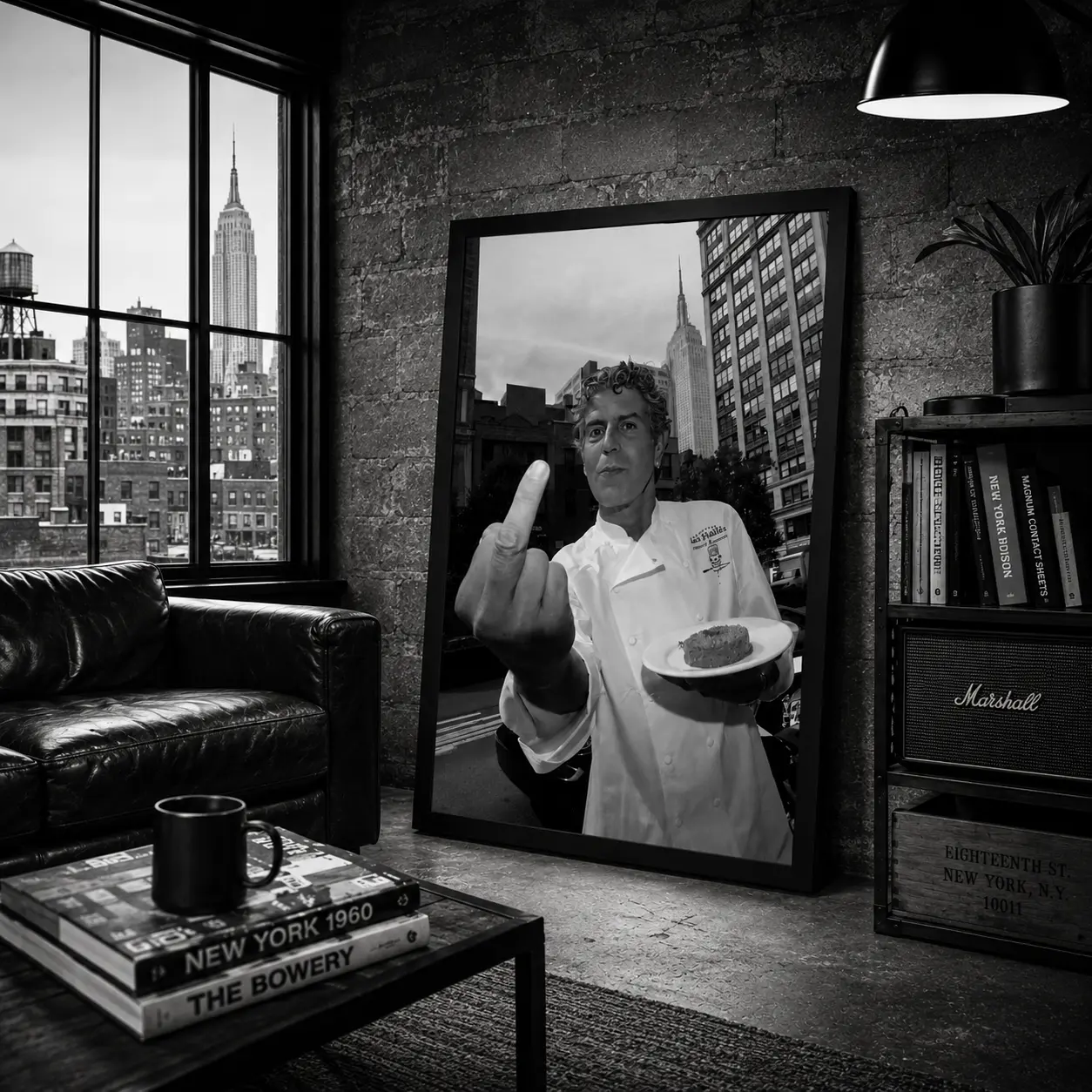 Anthony Bourdain, Photography Prints, Funky Wall Art, Kitchen Prints, Black and White Wall Art, Museum Quality Photography Poster