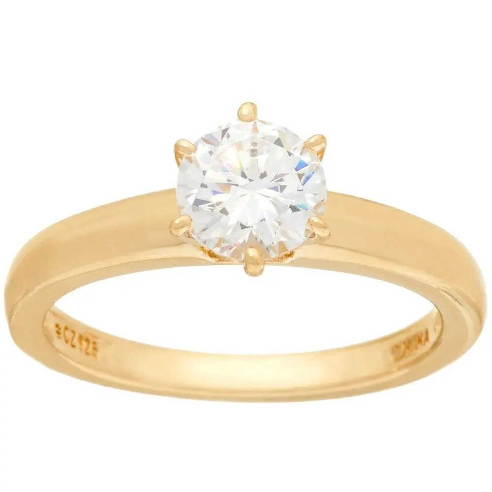 Diamonique 1.00 cttw Solitaire Ring, 14K Yellow Clad Diamonique 1.00 cttw Solitaire Ring, 14K Yellow Clad