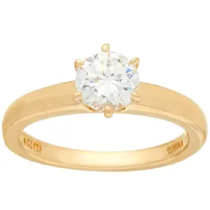 Diamonique 1.00 cttw Solitaire Ring, 14K Yellow Clad
