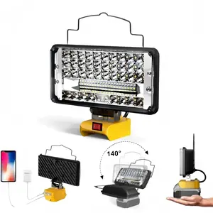 LED Work Light Compatible with Dewalt, 90w 9000lm 8 Inch Battery Lamp, Wireless LED High Lumens Flashlight with 2 USB Ports, Low Voltage Protection