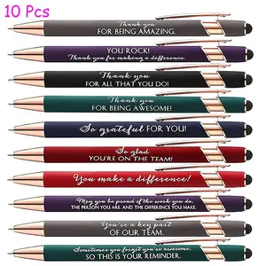 10/20/30 Pcs Inspirational Pens Bulk, Thank You Gifts, Motivational Quote Screen Touch Black Ink Ballpoint Pens, for Employee Teacher Coworkers Nurse Team Appreciation