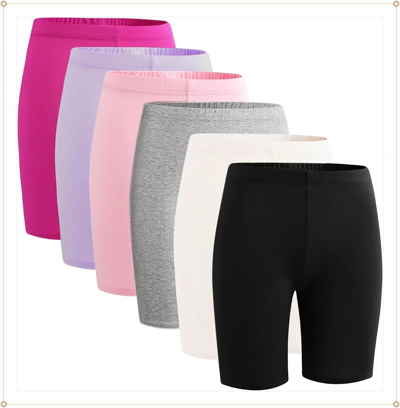 6-Pack Girls' Compression Spandex Shorts for 4-12Years | Athletic Wear for Gym, Dance, Yoga, Volleyball & Bike RidingGift