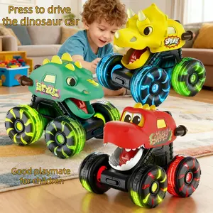 Kids Press-Dinosaur Car Toy, Inertia Sliding, Cool Lights, Mouth Opens, Cute Tyrannosaurus Rex Triceratops Brachiosaurus, Indoor Parent-Child Interaction Gift