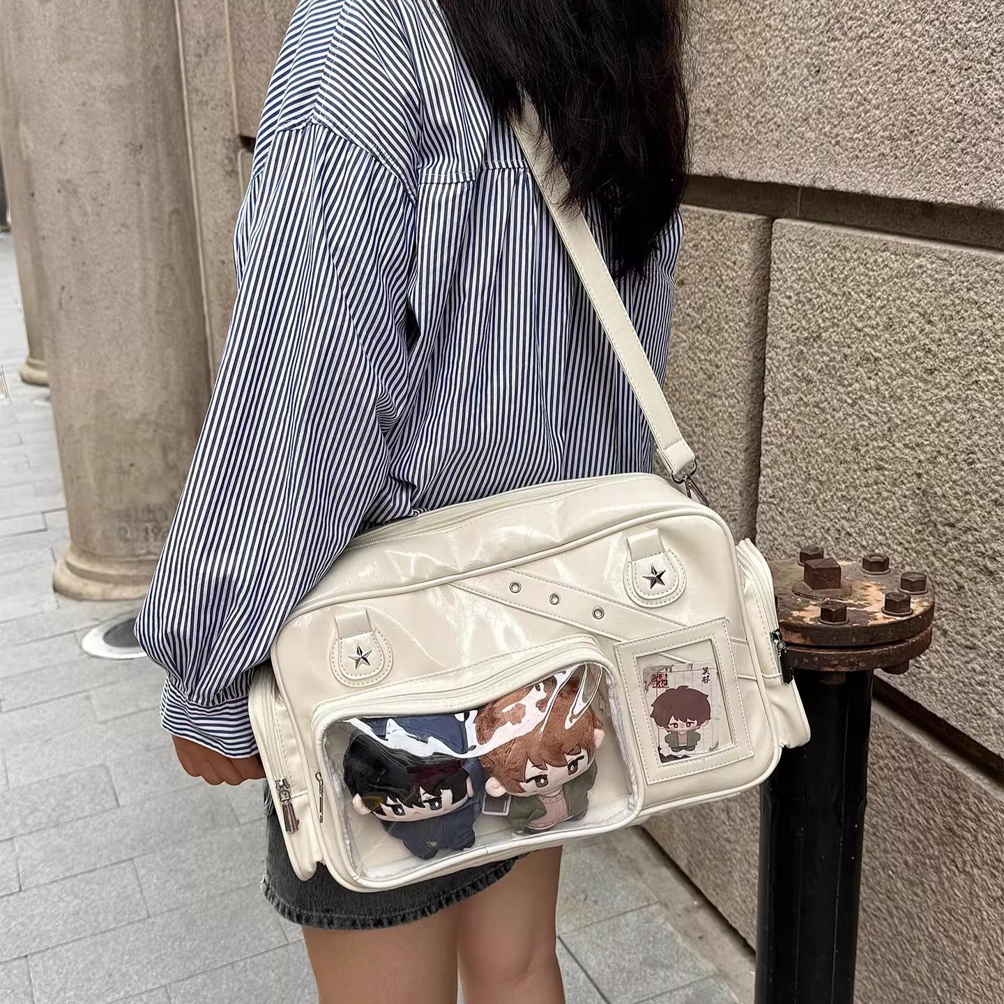 Multi-Color Glossy Ita Bag with Detachable Strap, Retro Sweet Style Anime Collectible Bag, Harajuku Streetwear Handbag for Anime Girls, Outdoor Daily Commute Bag